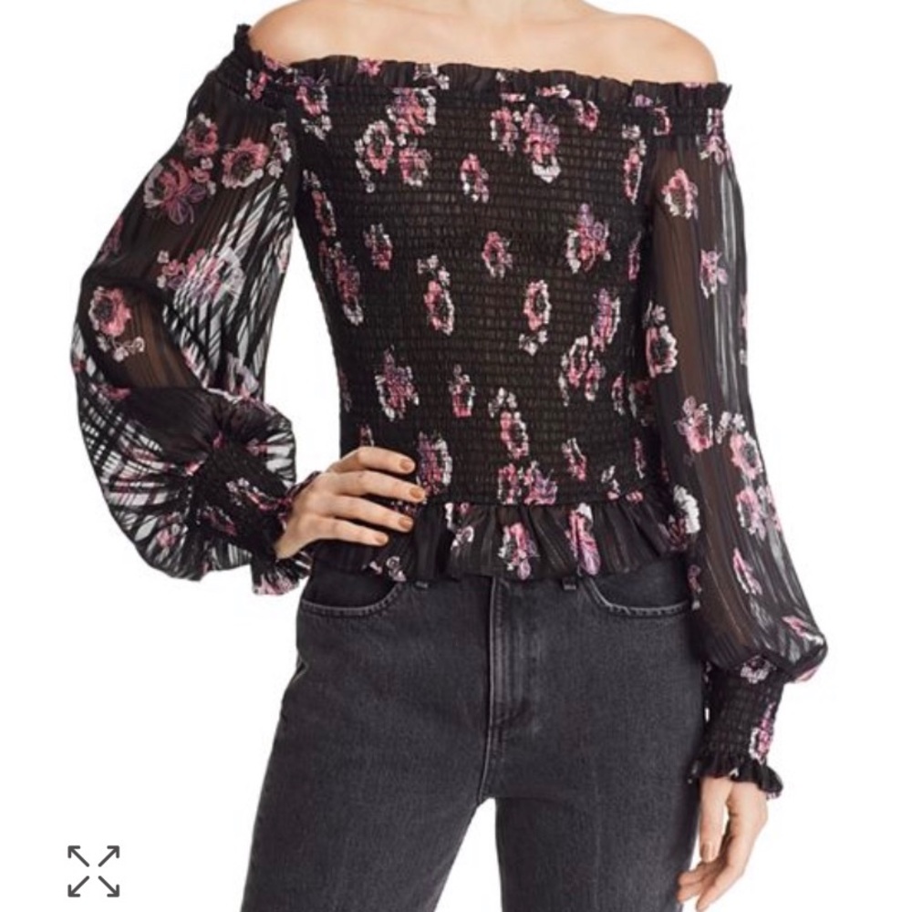 WAYF Eileen Smocked Off-the-Shoulder Top